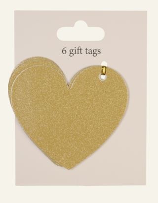 Glittery Heart presentetikett 6st guld