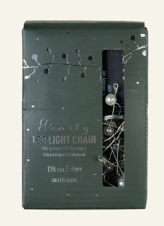 Pearly led-ljusslinga silver