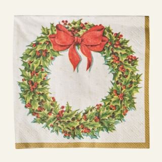 Door wreath cocktailservett multi/grön