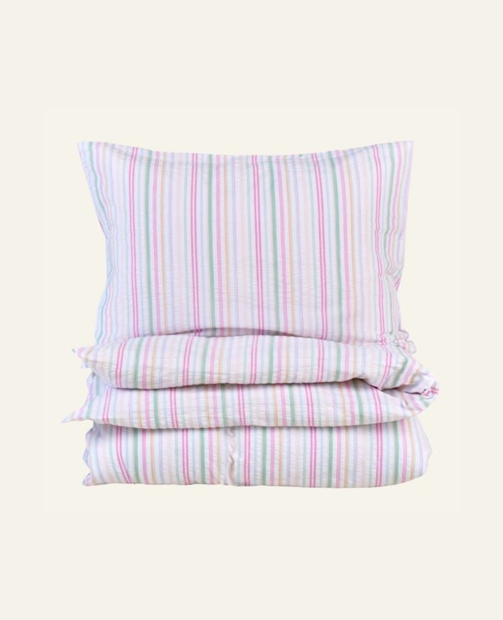 Påslakanset i garnfärgad bäckebölja multi - 150x210 cm/50x60 cm multi - 1