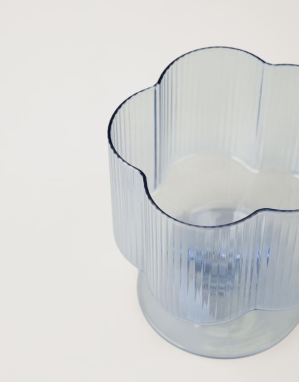 Glas på fot blå - 3