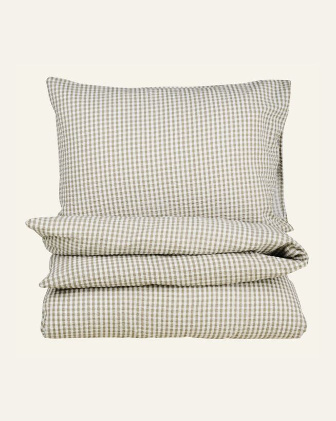 Påslakanset i bäckebölja olivgrön - 150x210 cm/50x60 cm olivgrön - 1