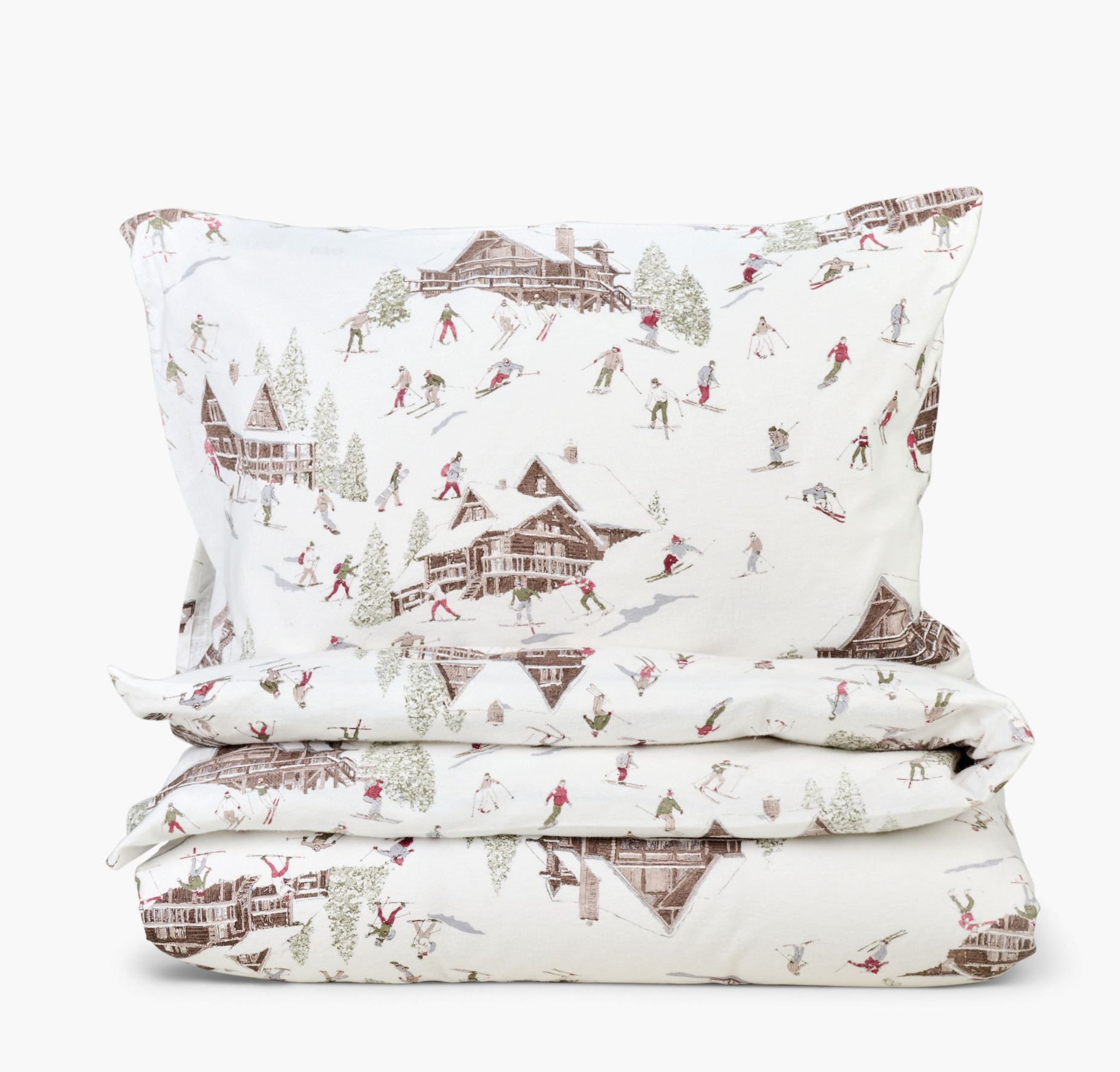 Påslakanset i flanell multi/röd - 150x210 cm multi/röd - 1