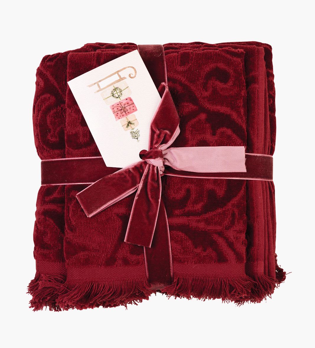 Handduksset röd - 70x140cm/40x60cm röd - 1