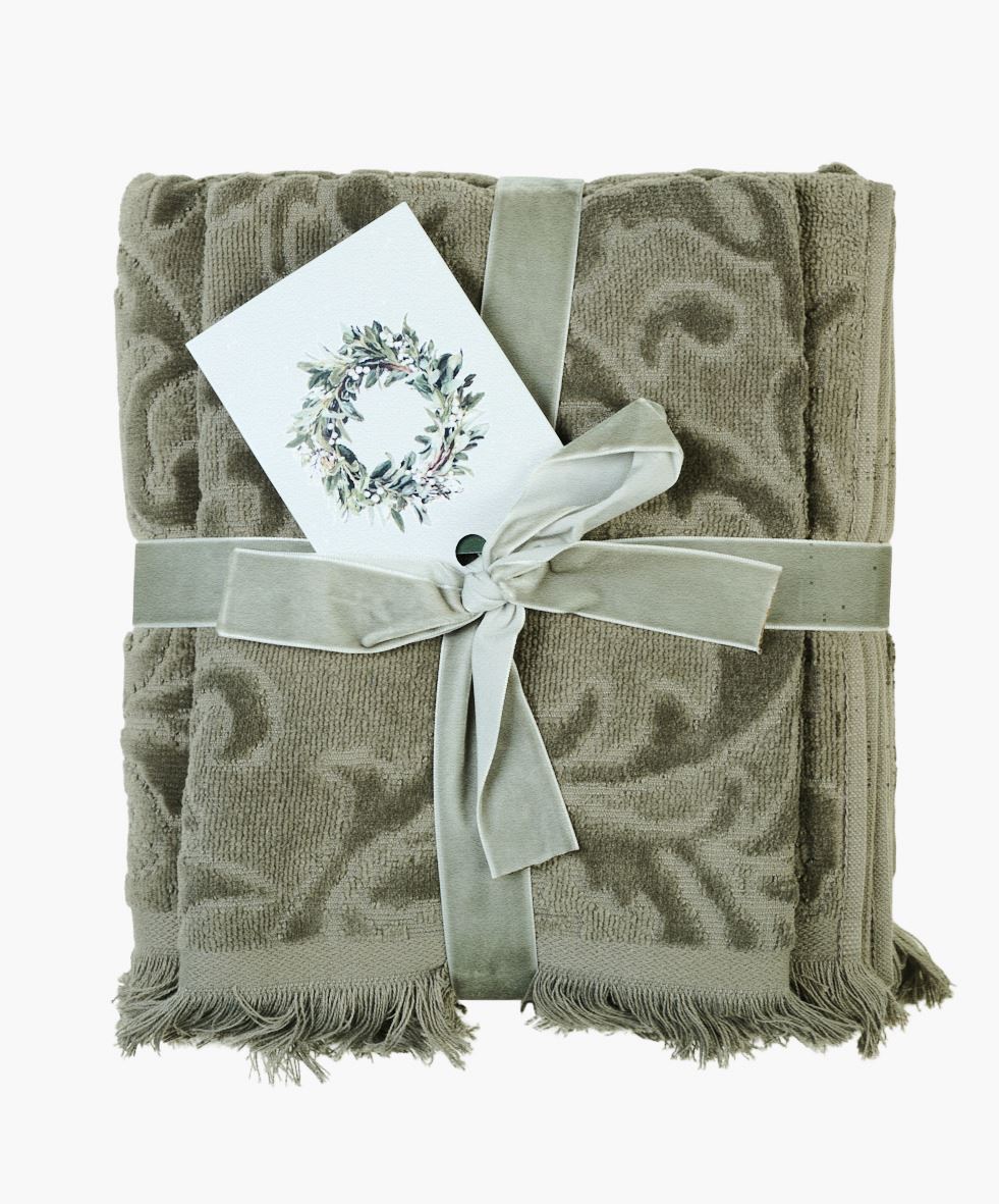 Handduksset olivgrön - 70x140cm/40x60cm olivgrön - 1