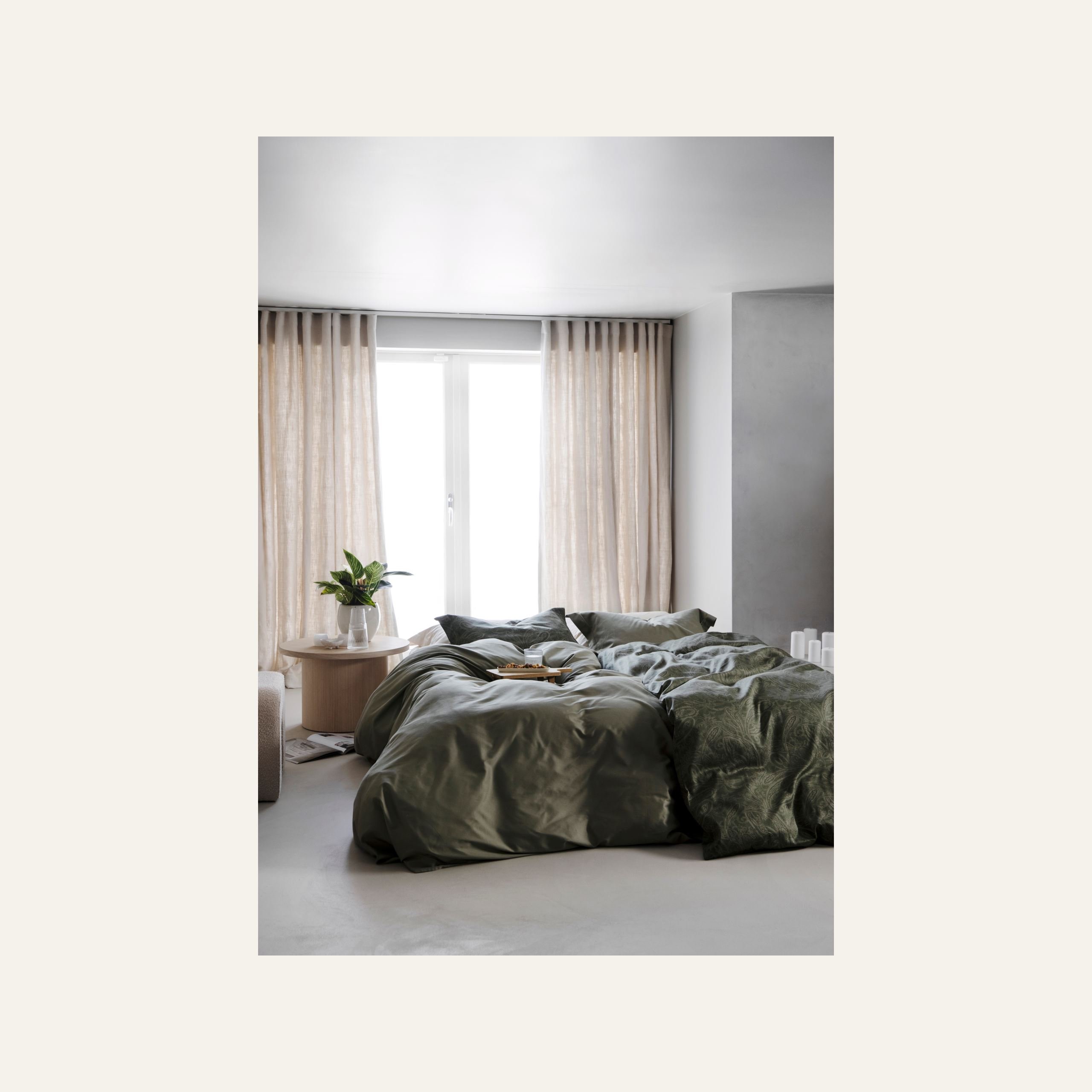 Påslakanset i egyptisk bomull satin olivgrön - 4