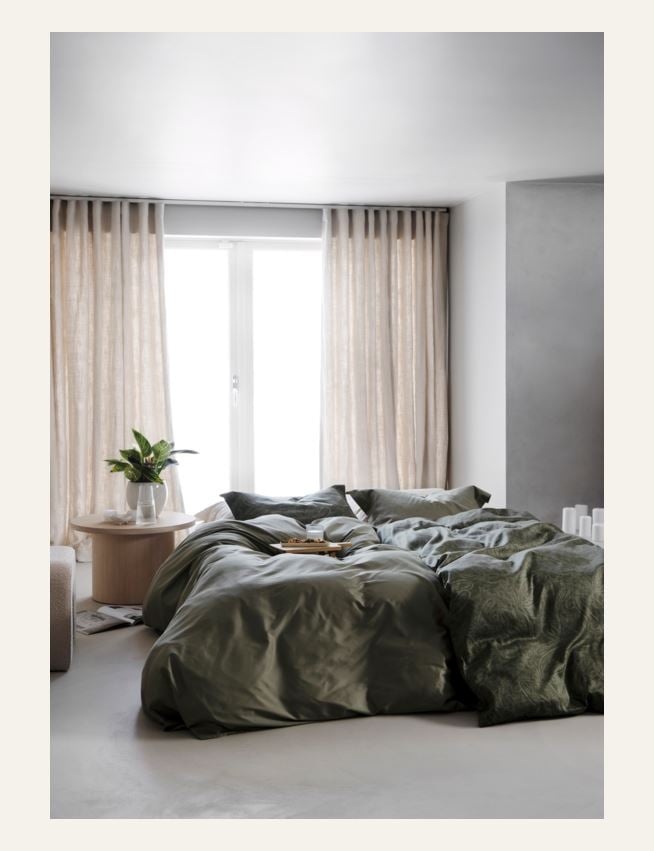 Påslakanset i egyptisk bomull satin olivgrön - 4