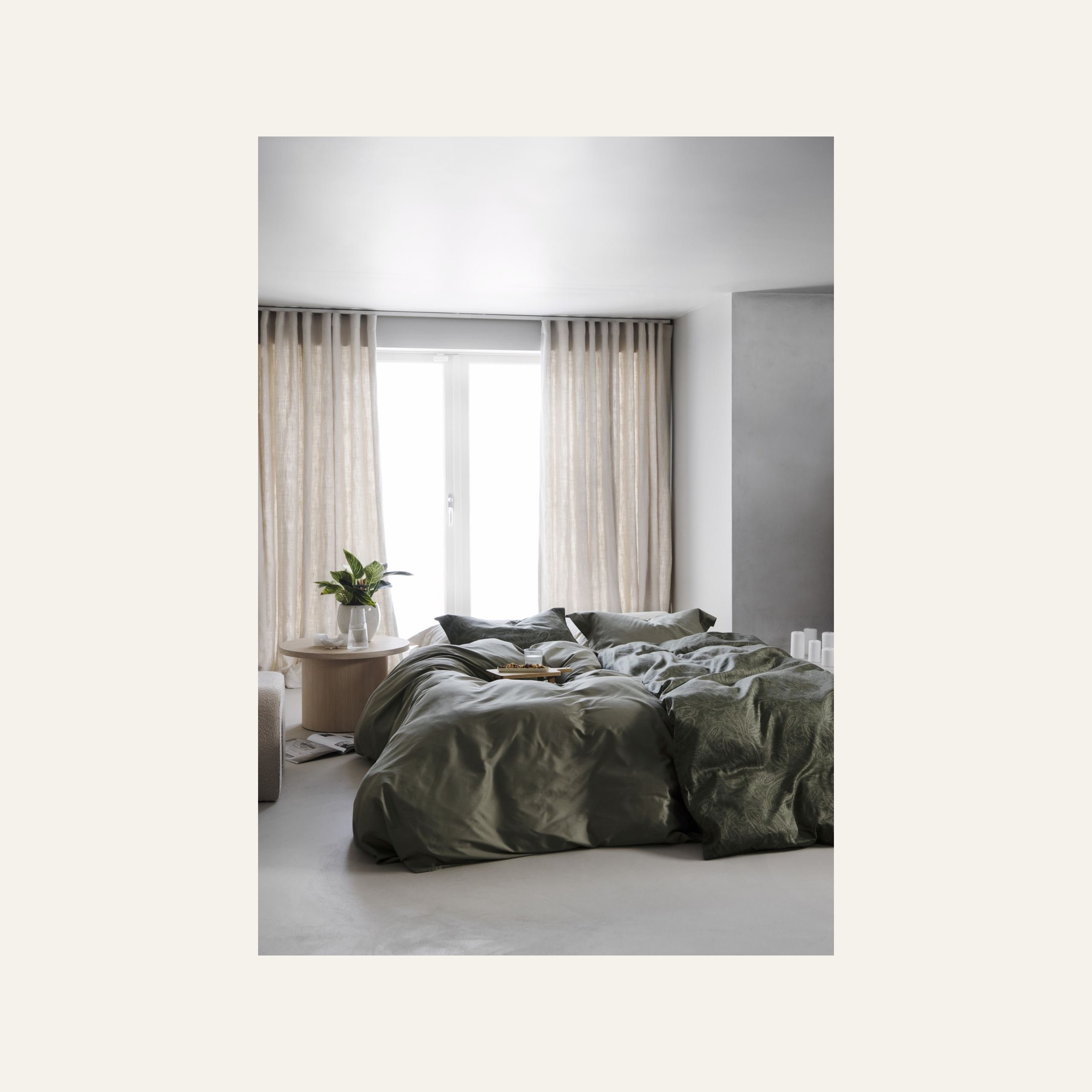Påslakanset i egyptisk bomull satin olivgrön - 4