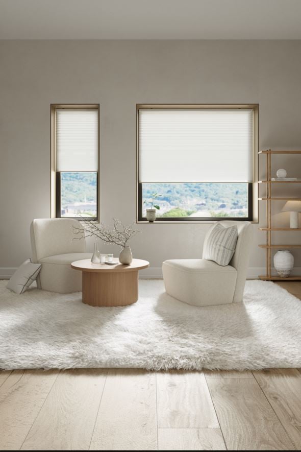 Ljusfiltrerande dubbel plisségardin vit - 2