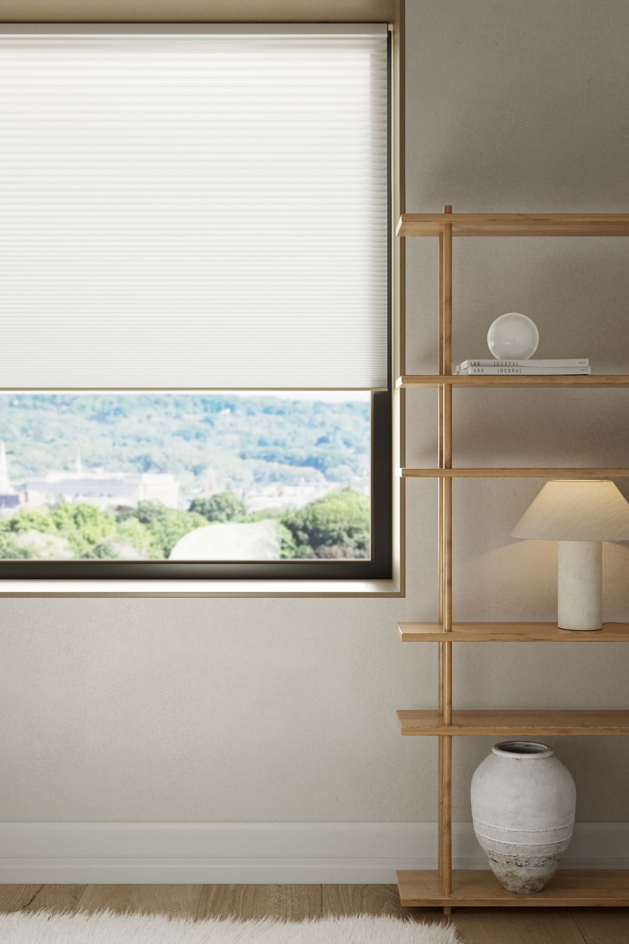 Ljusfiltrerande dubbel plisségardin vit - 3