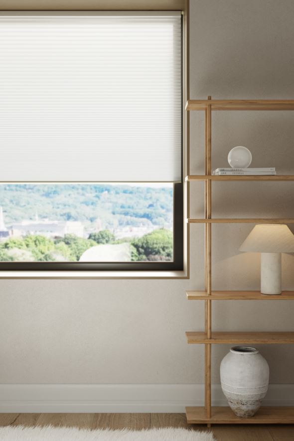 Ljusfiltrerande dubbel plisségardin vit - 3