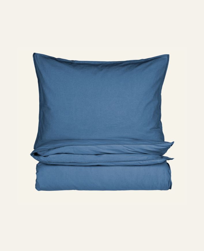 Påslakanset i bomull denimblå - 150x210 cm/50x60 cm denimblå - 1