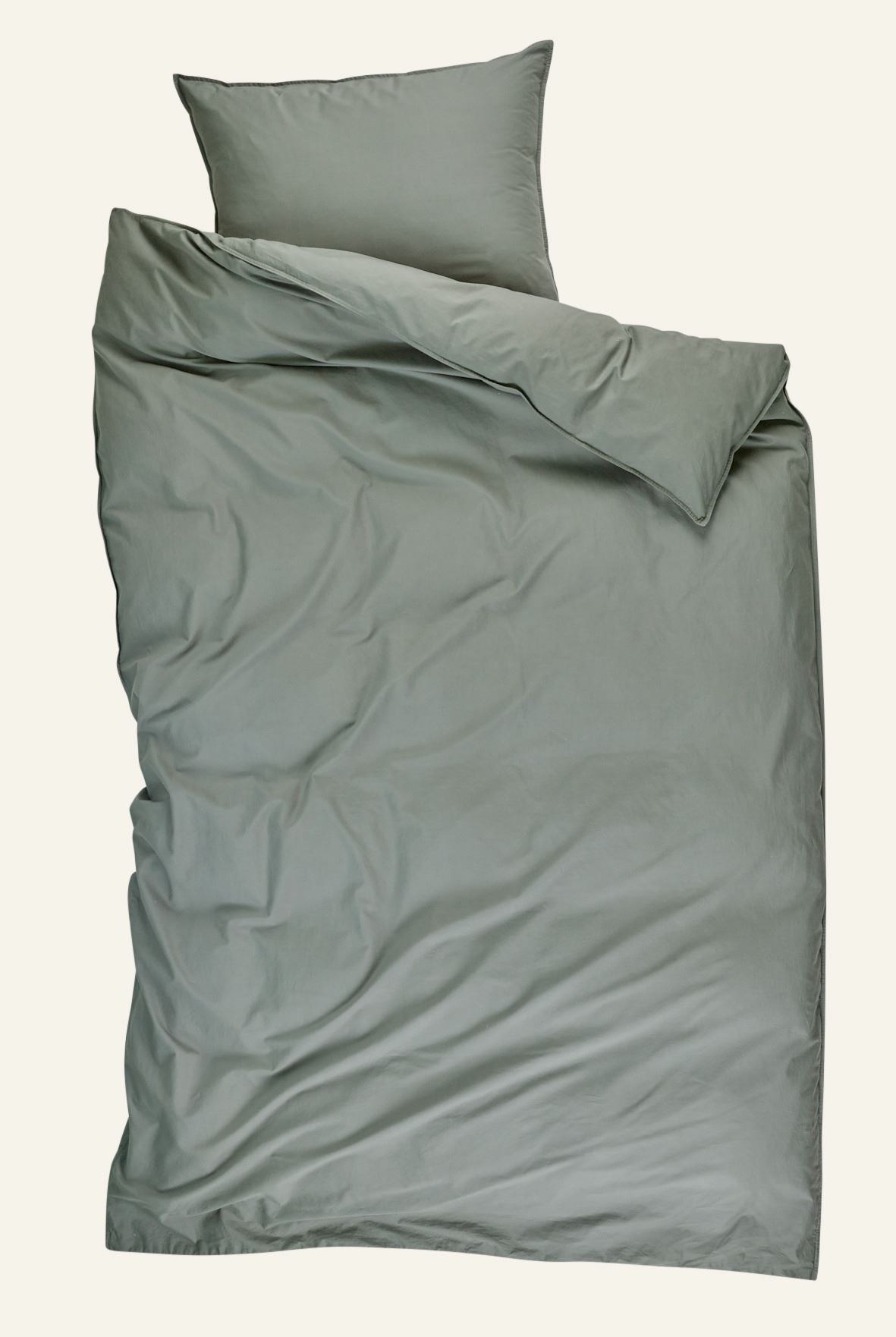 Påslakanset i bomull olivgrön - 150x210 cm/50x60 cm olivgrön - 1