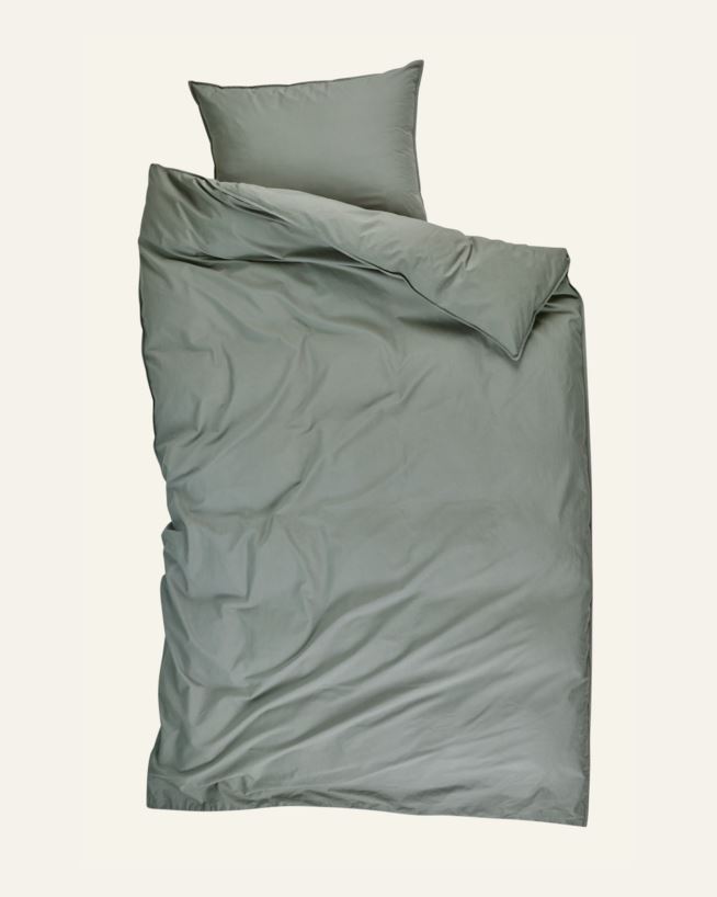 Påslakanset i bomull olivgrön - 150x210 cm/50x60 cm olivgrön - 1