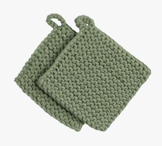 Bokhari | Nida 2-pk Grytlappar Grön - 19x19 Cm