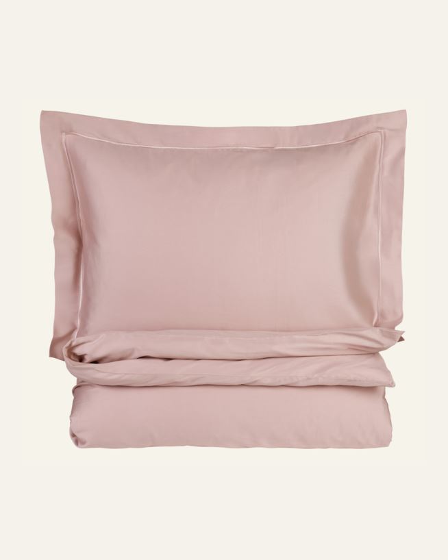 Påslakanset i egyptisk bomull satin puderrosa - 150x210 cm/50x60 cm puderrosa - 1