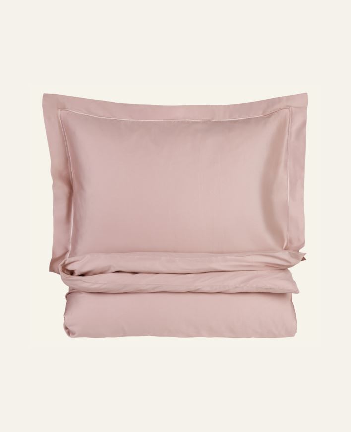 Påslakanset i egyptisk bomull satin puderrosa - 150x210 cm/50x60 cm puderrosa - 1