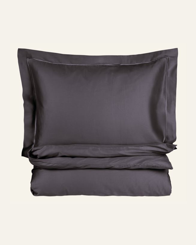 Påslakanset i egyptisk bomull satin grå - 150x210 cm/50x60 cm grå - 1