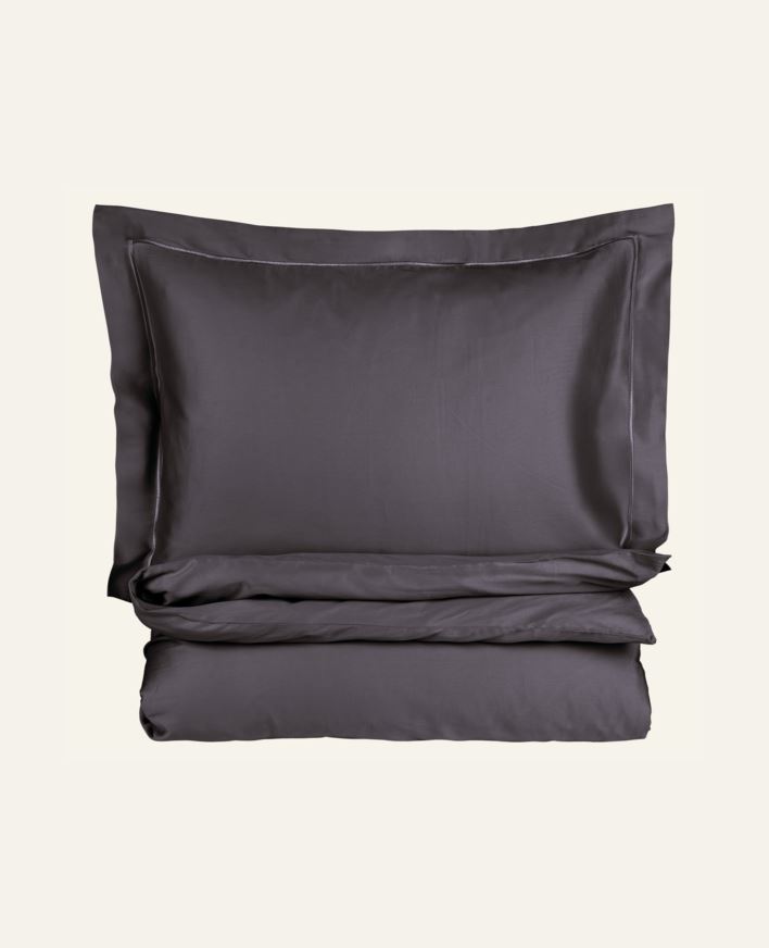 Påslakanset i egyptisk bomull satin grå - 150x210 cm/50x60 cm grå - 1