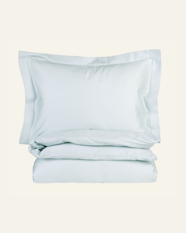 Påslakanset i egyptisk bomull satin ljusblå - 150x210 cm/50x60 cm ljusblå - 1