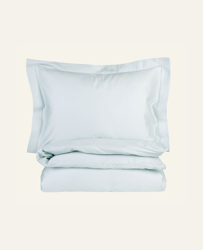 Påslakanset i egyptisk bomull satin ljusblå - 150x210 cm/50x60 cm ljusblå - 1