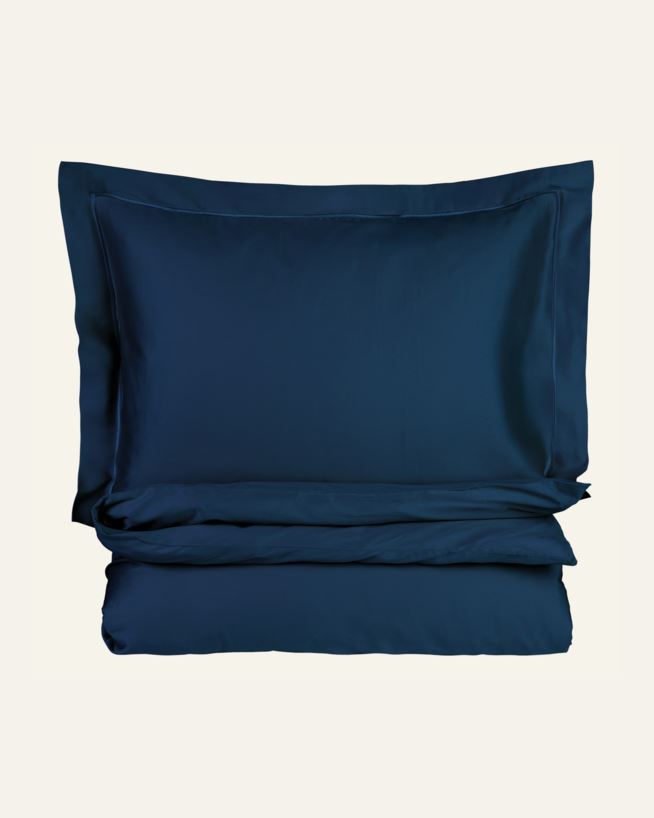 Påslakanset i egyptisk bomull satin dimblå - 150x210 cm/50x60 cm dimblå - 1