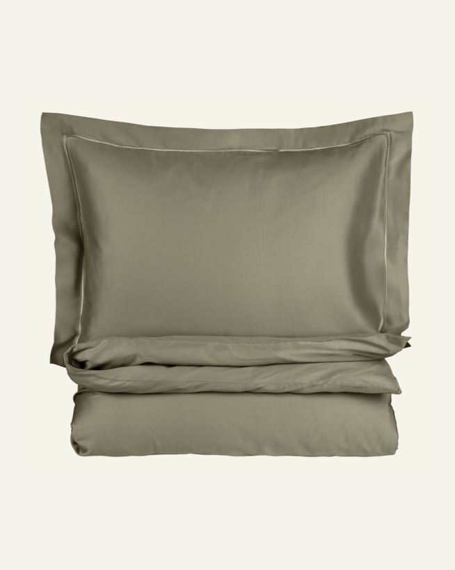 Påslakanset i egyptisk bomull satin olivgrön - 150x210 cm/50x60 cm olivgrön - 1