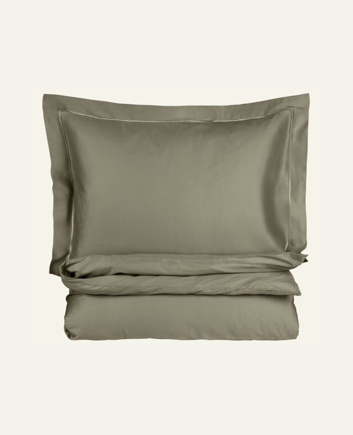 Påslakanset i egyptisk bomull satin olivgrön - 230x220 cm/50x60 cm olivgrön - 1