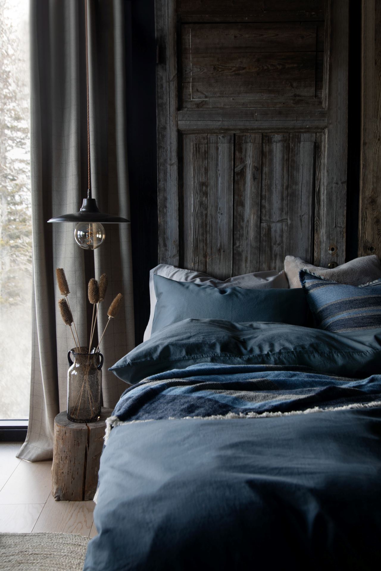 Påslakanset i satin dimblå - 2