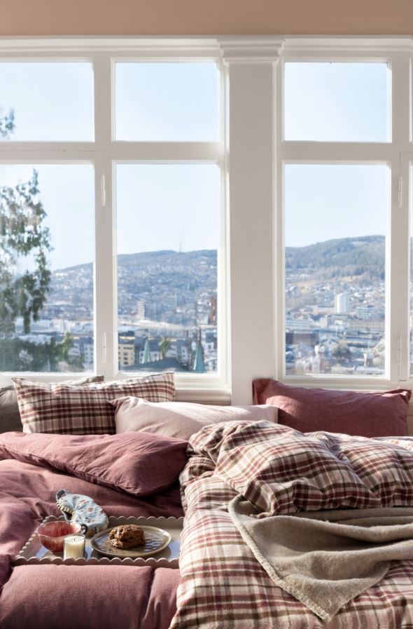 Påslakanset i garnfärgad flanell multi/rosa - 4