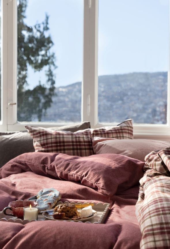 Påslakanset i garnfärgad flanell multi/rosa - 5