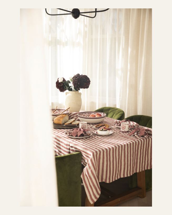Linneduk mörkröd - 150x350 cm mörkröd - 1