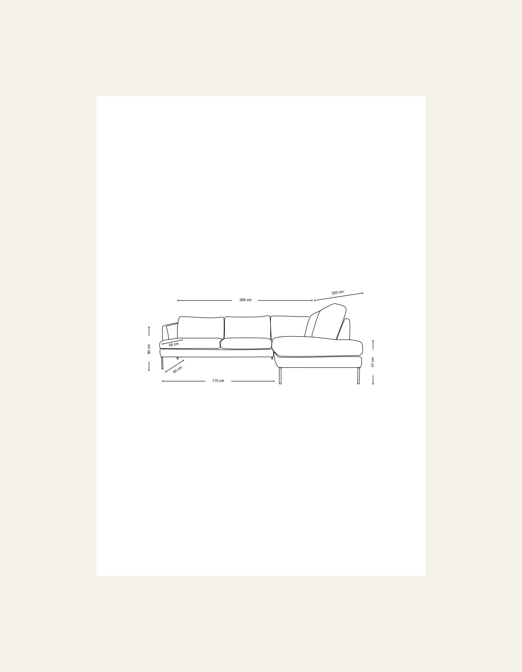 Soffa divan höger beige - 8