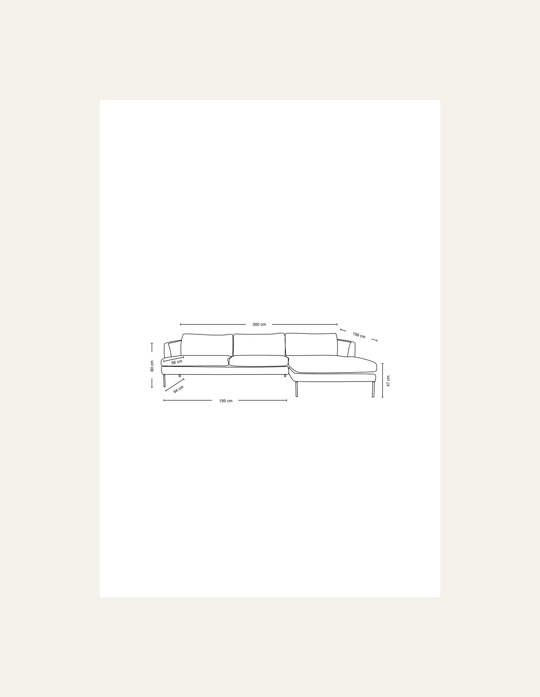 Soffa schäslong höger beige - 14