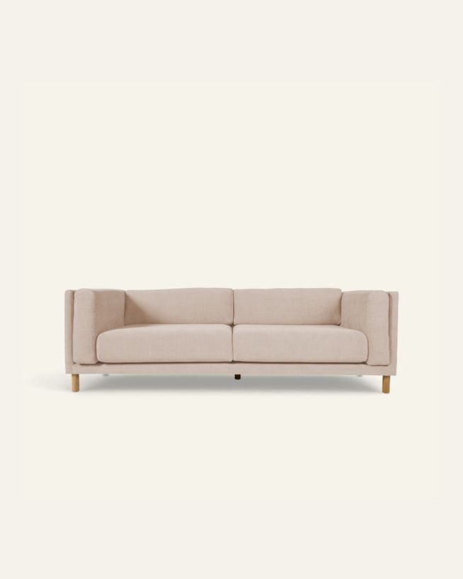 3-sits soffa ljusbeige - 221x88x68 cm ljusbeige - 1