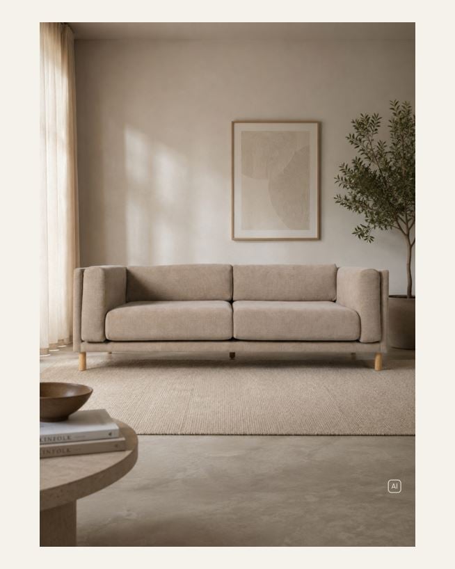3-sits soffa taupe - 221x88x68 cm taupe - 1