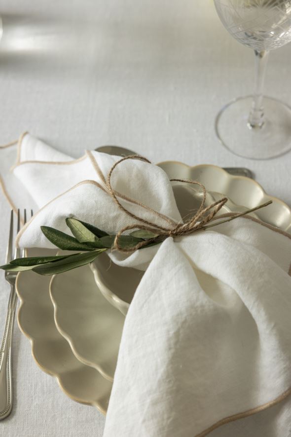 Linneservett  beige - 4