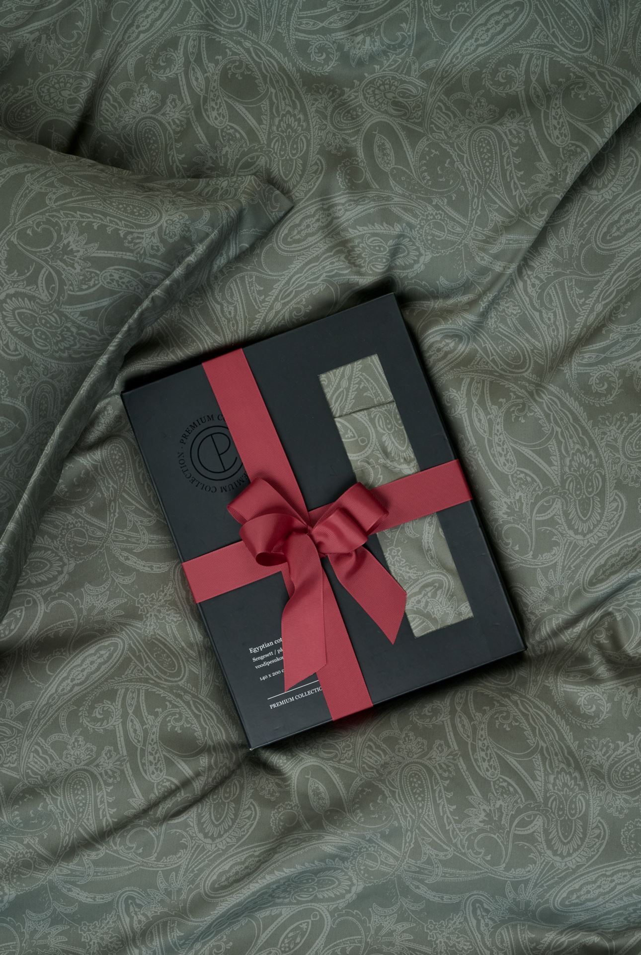 Påslakanset i egyptisk bomull satin olivgrön - 6