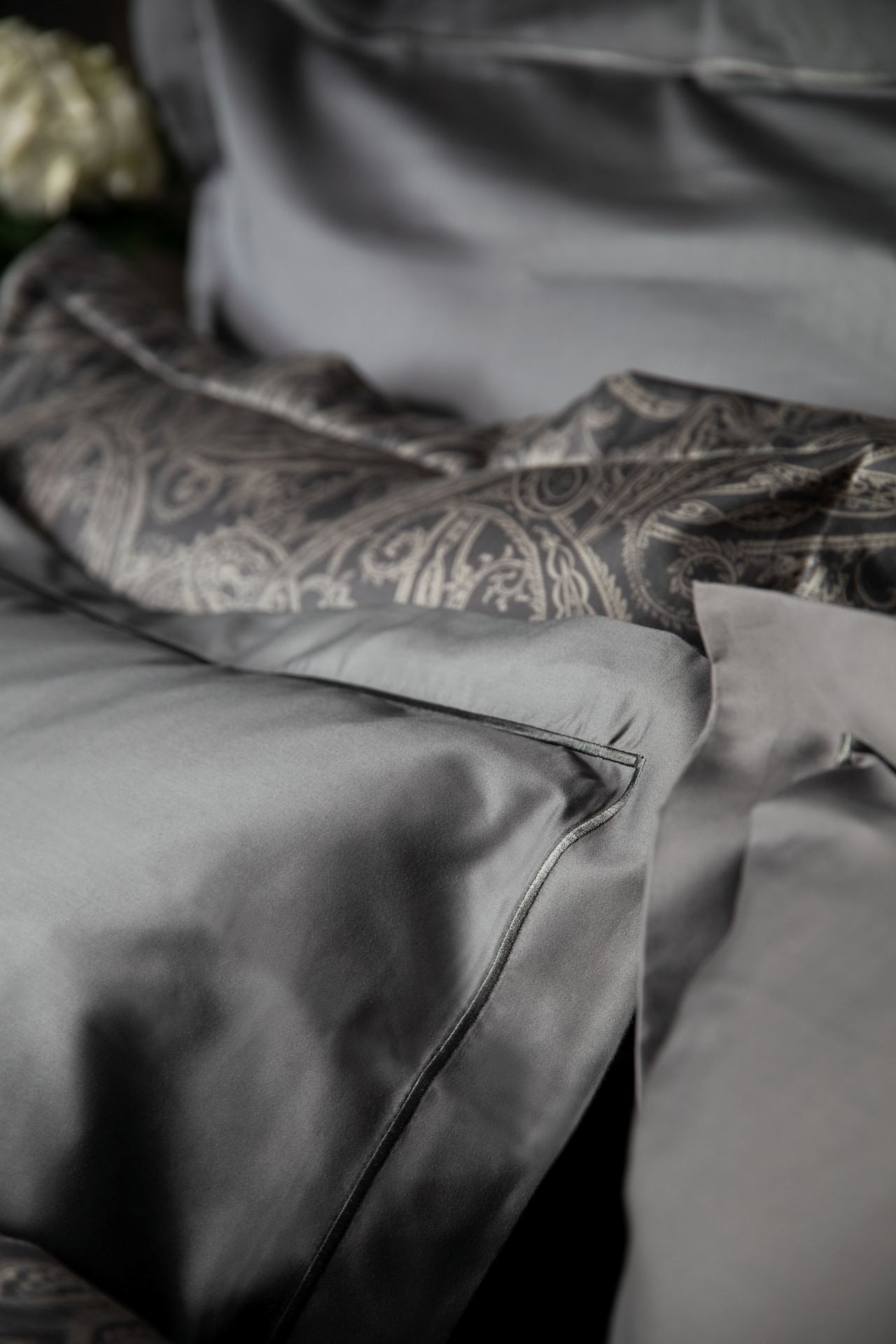 Påslakanset i egyptisk bomull satin grå - 5