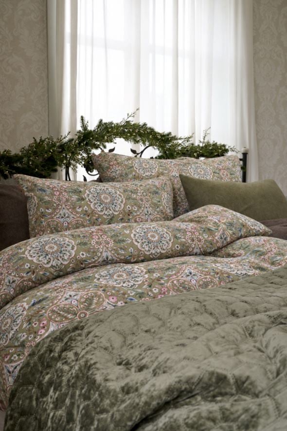 Påslakanset i satin multi/grön - 2