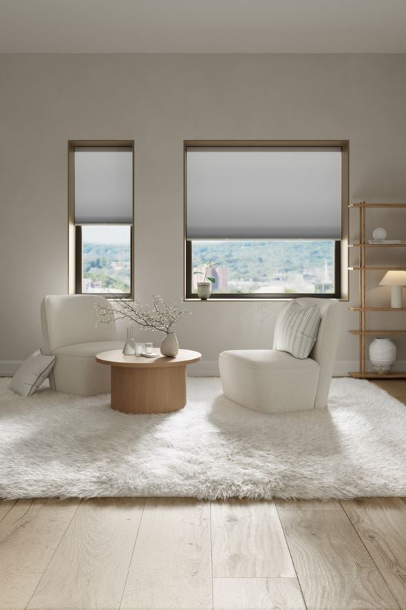 Mörkläggande dubbel plisségardin vit - 3