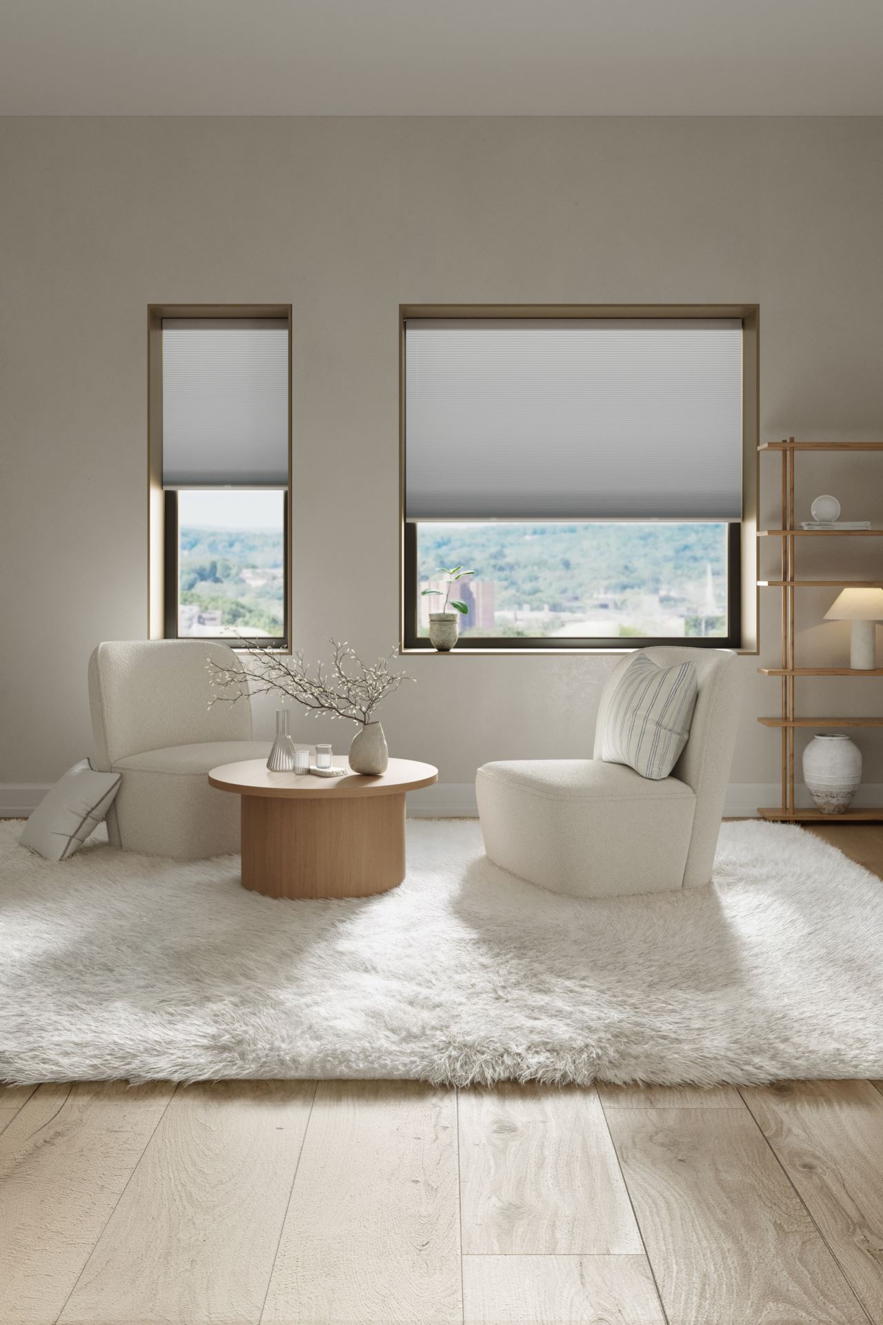 Mörkläggande dubbel plisségardin vit - 3