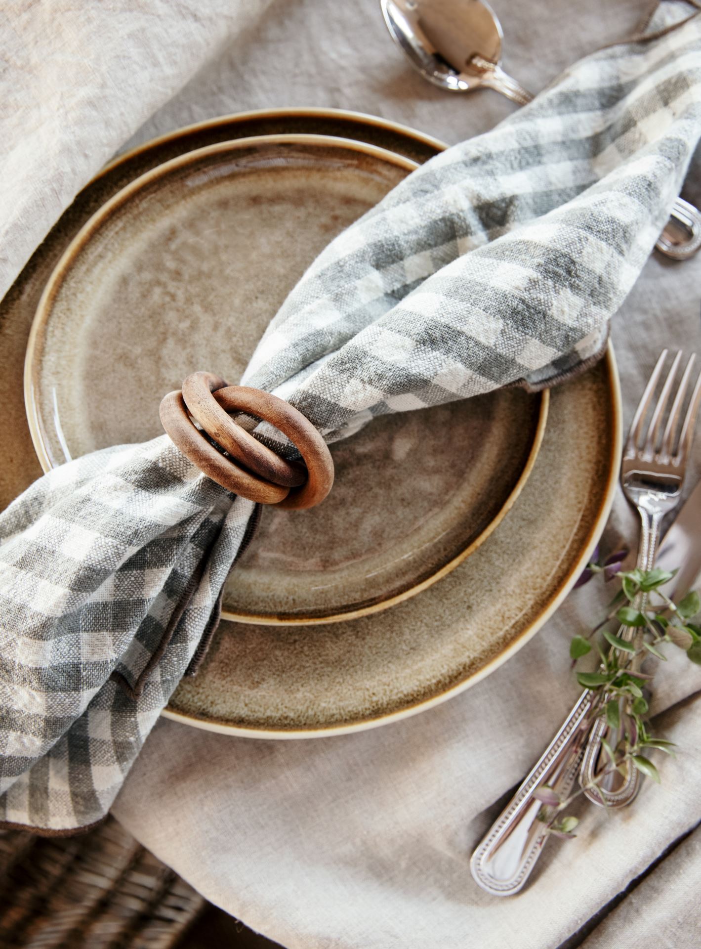 2-pack servettringar natur - 2