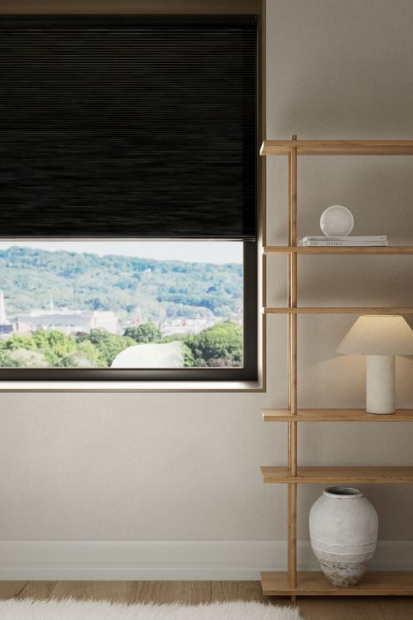 Ljusfiltrerande dubbel plisségardin svart - 70x160 cm svart - 1