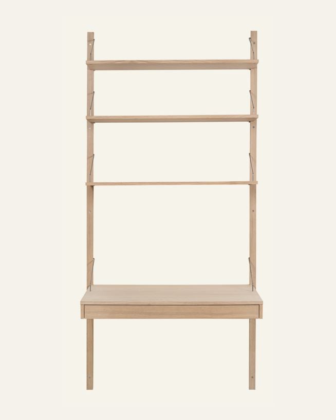 Hyllsystem skrivbordsskiva med låda natur - 100x60x2 cm natur - 1