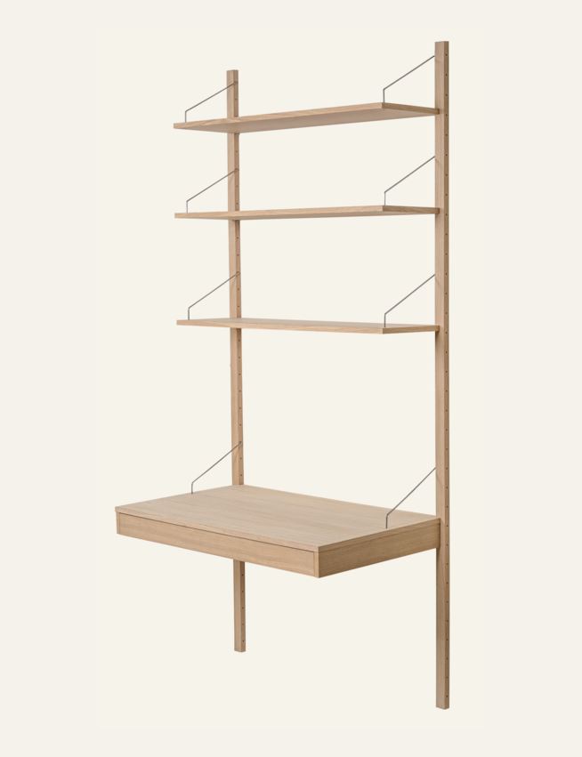 Hyllsystem skrivbordsskiva med låda natur - 4