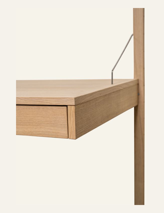 Hyllsystem skrivbordsskiva med låda natur - 3