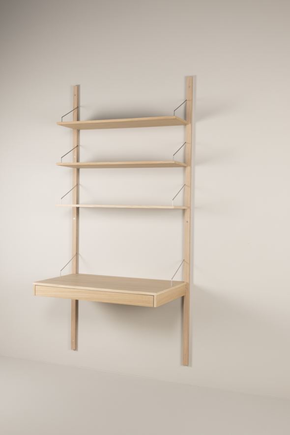 Hyllsystem skrivbordsskiva med låda natur - 8