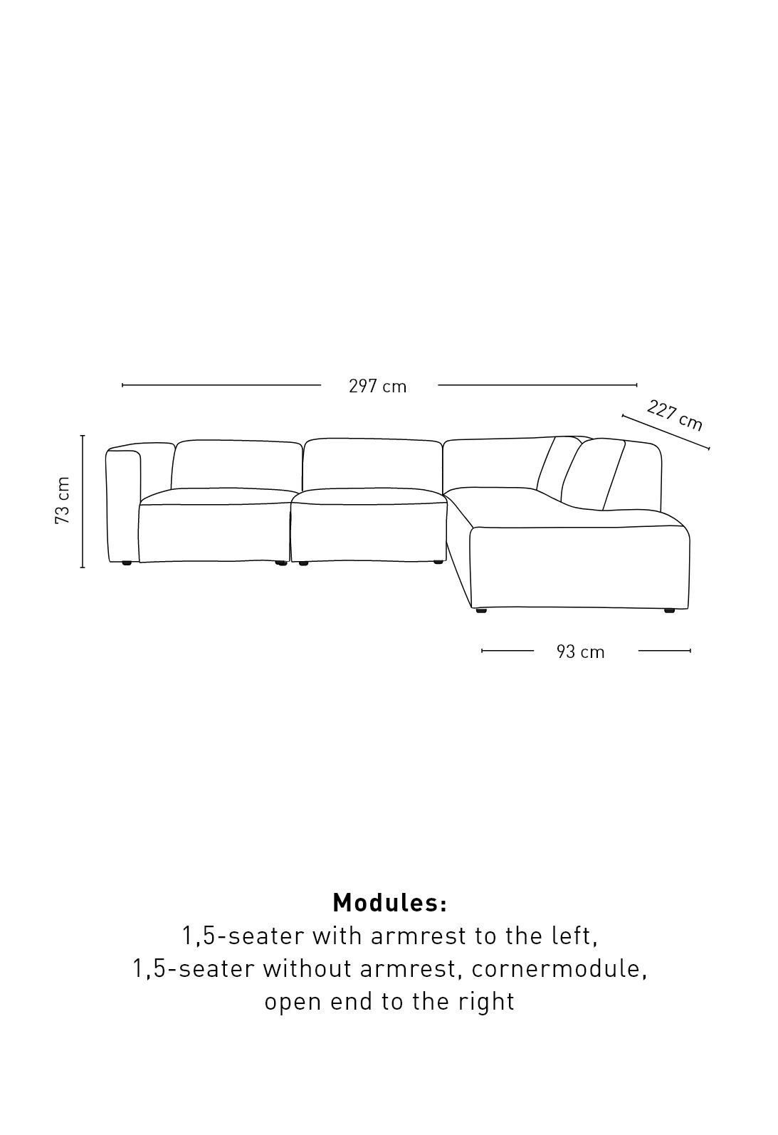 4 delar med öppen ände höger natur - 2