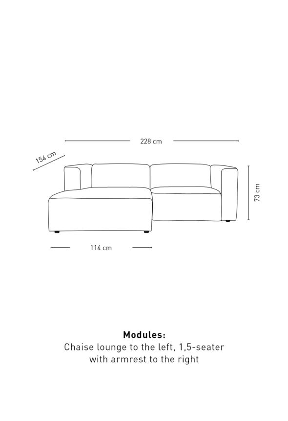 Modulsoffa 2 delar schäslong vänster grå - 3